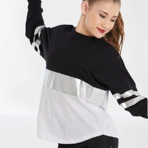 🌼 Balera Dancewear Oversized Metallic Stripe Top S NWT